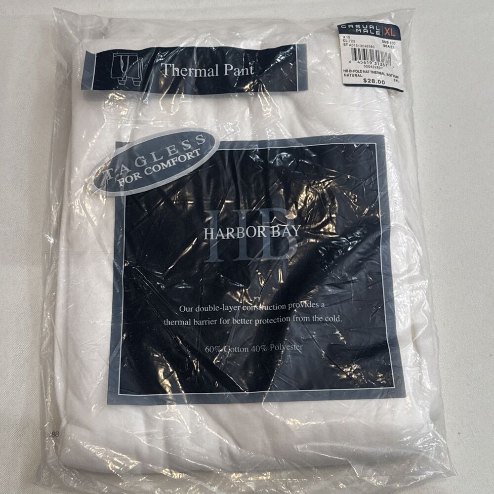 Harbor Bay -Bi Fold Thermal Bottom - Long John’s White - Size 3XL - Men's NEW